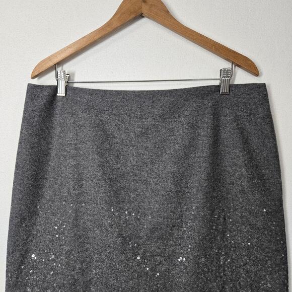 Talbots Wool Blend Sequin Pencil Skirt sz 16P Gray Scalloped Hem - Picture 3 of 15